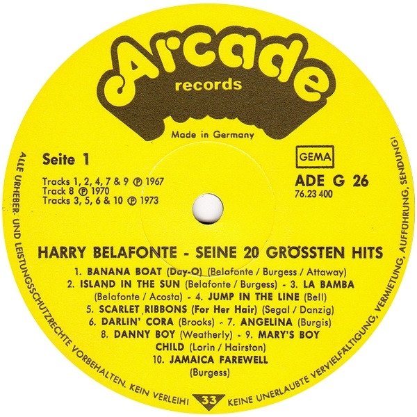 Harry Belafonte - Seine 20 Grössten Hits (LP)