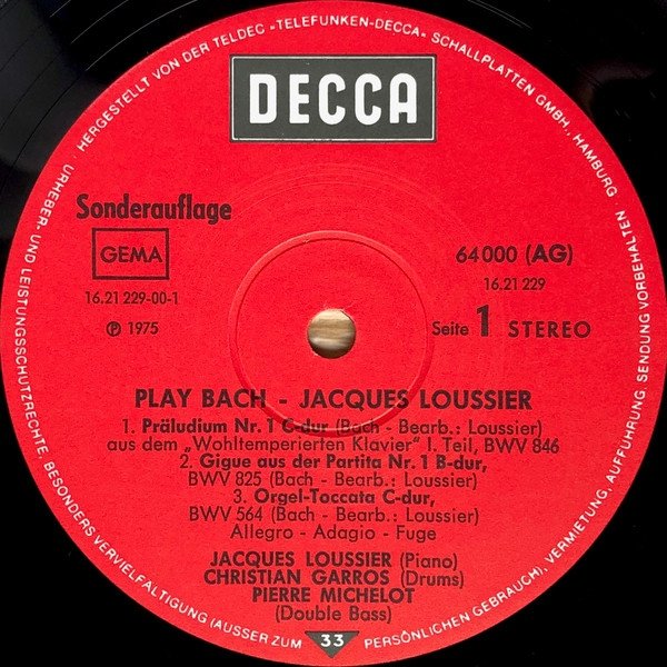 Jacques Loussier Trio - Play Bach (LP)