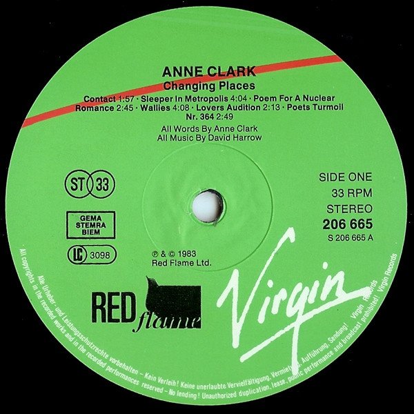 Anne Clark - Changing Places (LP)