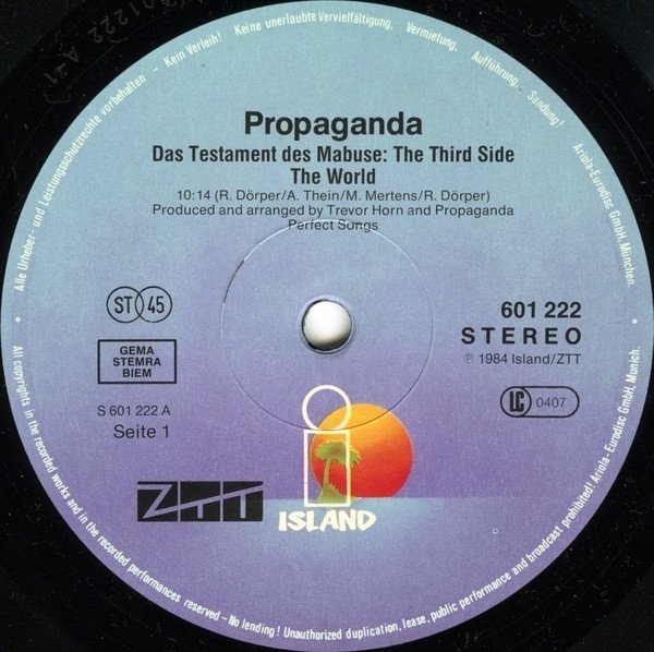 Propaganda - The Nine Lives Of Dr. Mabuse (12'')