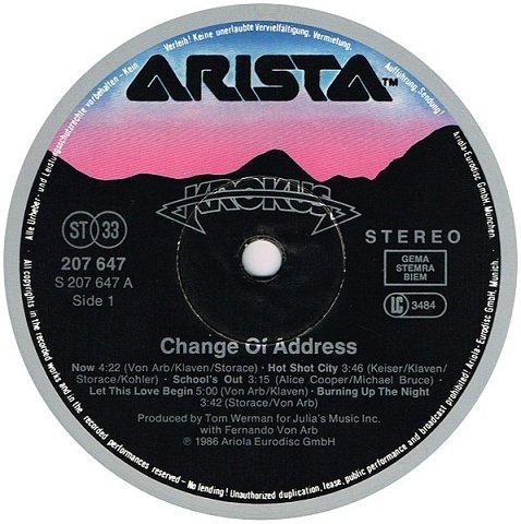 Krokus - Change Of Address (LP)