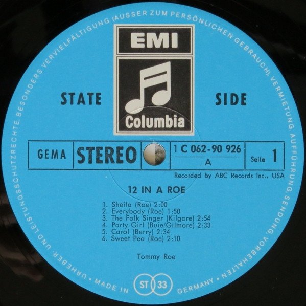 Tommy Roe - 12 In A Roe A Collection Of Tommy Roe's Greatest Hits (LP)