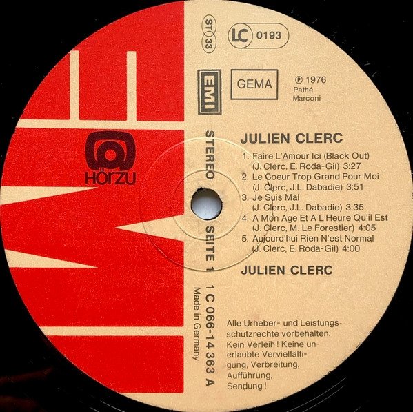 Julien Clerc - À Mon Âge Et À L'heure Qu'il Est (LP)