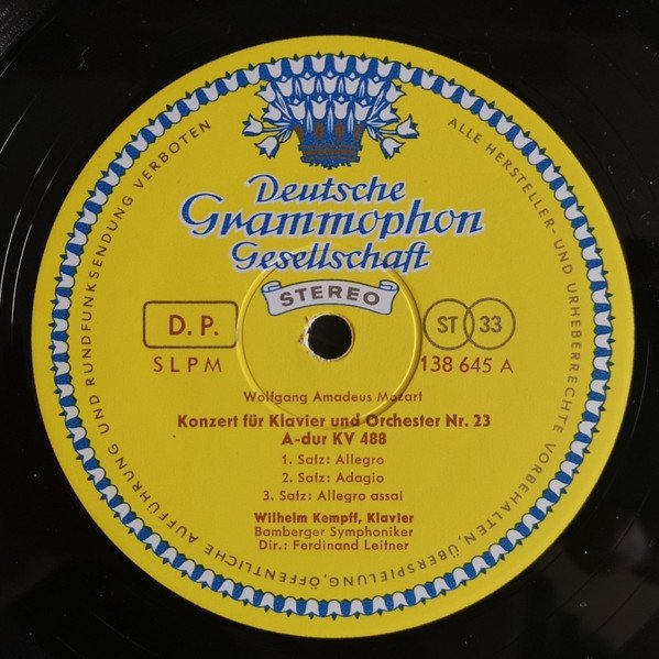Wolfgang Amadeus Mozart - Wilhelm Kempff, Bamberger Symphoniker, Ferdinand Leitner - Klavierkonzerte A-Dur KV 488 Und C-Moll KV 491 (LP)