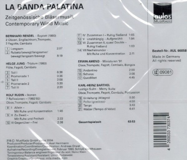 La Banda Palatina - Zeitgenössische Bläsermusik Contemporary Wind Music (CD)