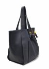Czarny shopper worek Torebka z Naturalnej Skóry - 2w1
