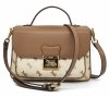Torebka kuferek listonoszka  crossbody GUANCHI beżowa brązowa z klapą
