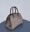 Zamszowa torebka kuferek skóra naturalna beżowa dark taupe