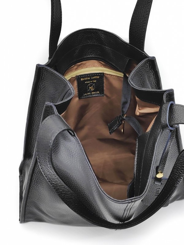 Vera Pelle Italy torebka shopper skóra naturalna czarny
