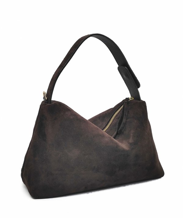 Zamszowy czekoladowy kuferek Vera Pelle Laura Biaggi