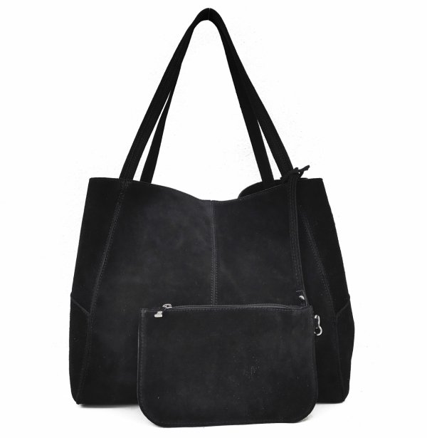 MAXI shopper torba skóra zamszowa czarna