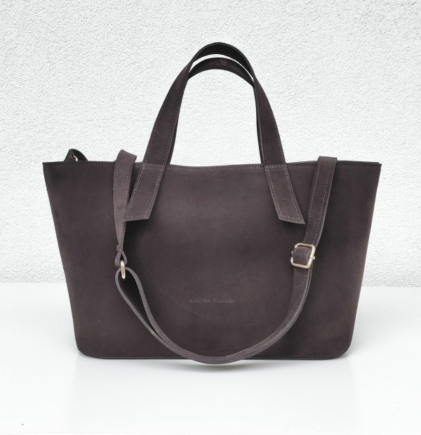 Klasyczna zamszowa torebka brązowa czekoladowa