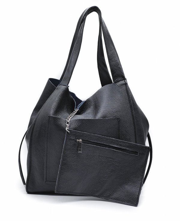 Vera Pelle Italy torebka shopper skóra naturalna czarny