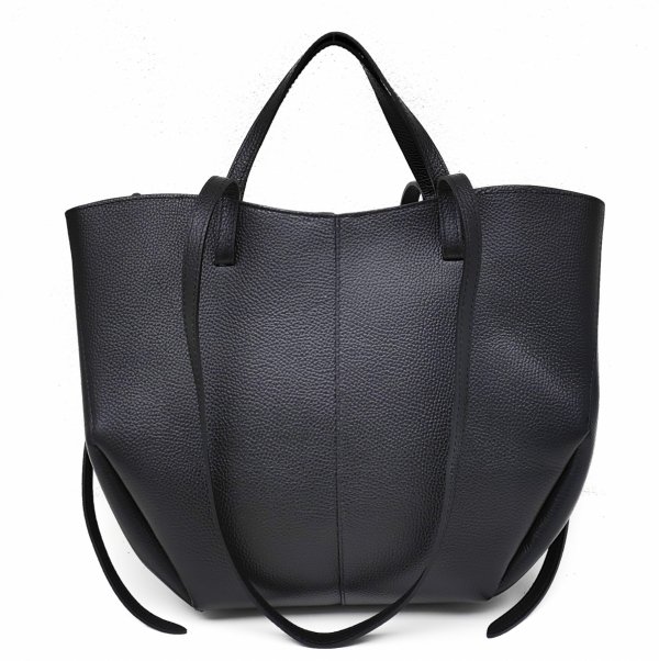 Torebka shopper Vera Pelle skóra naturalna czarna