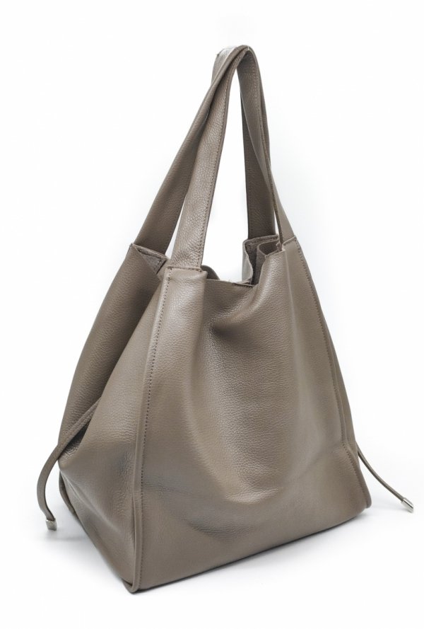 Vera Pelle Italy torebka shopper skóra naturalna beżowa taupe