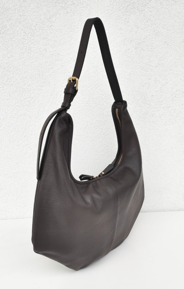 Czekoladowy worek skóra naturalna Laura Biaggi