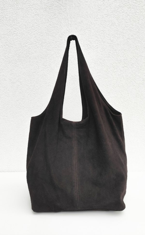 Zamszowy czekoladowy worek Vera Pelle