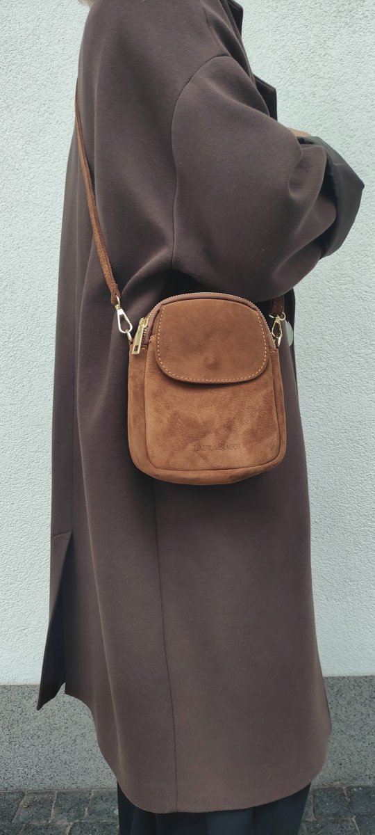 Listonoszka zamszowa rowerówka brązowa cynamonowa