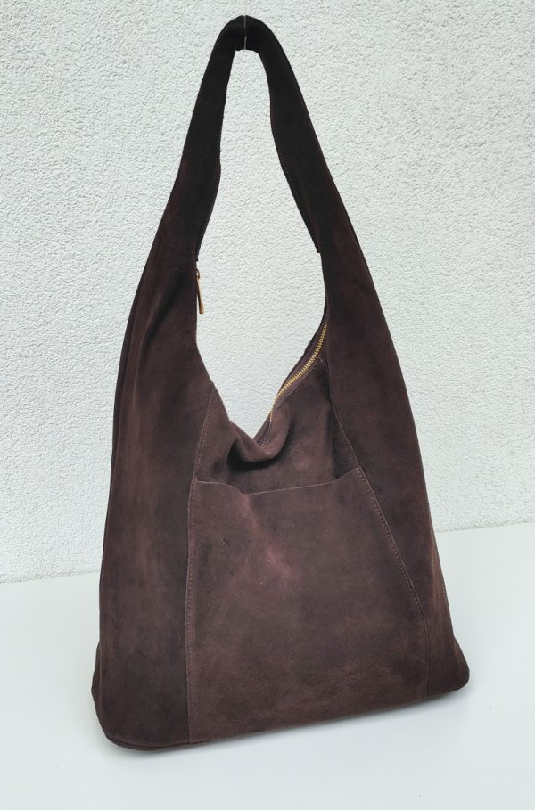 Zamszowy czekoladowy worek