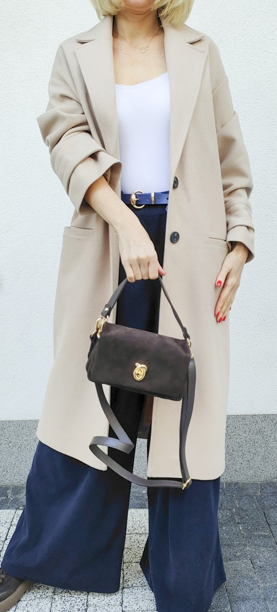 Mini zamszowa czekoladowa listonoszka Vera Pelle