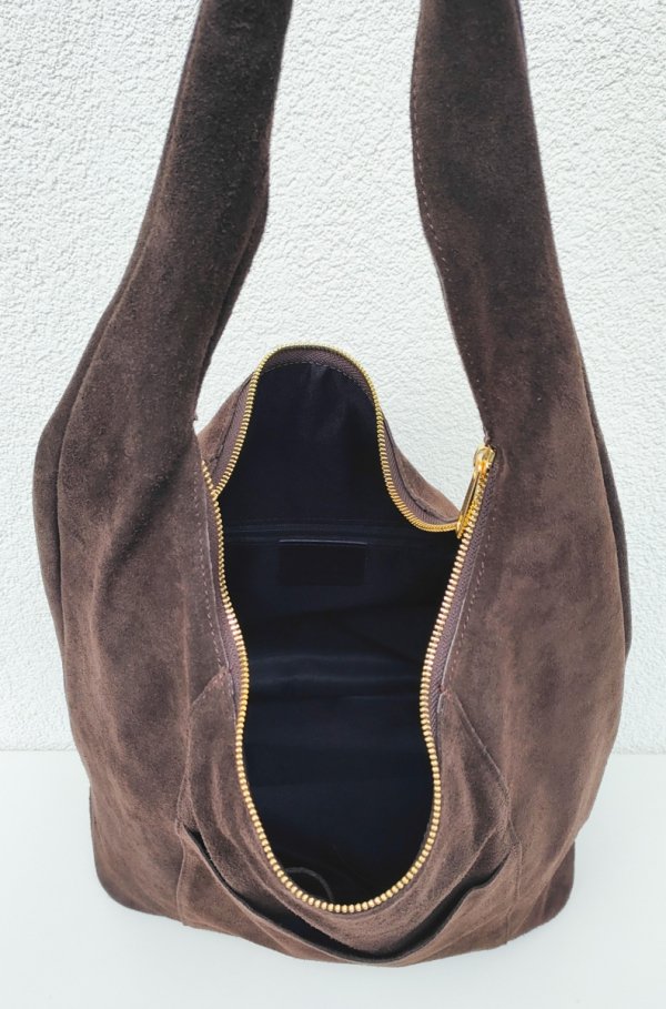 Zamszowy czekoladowy worek