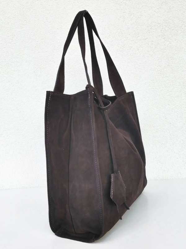 Torebka damska zamszowa Vera Pelle skóra brązowa