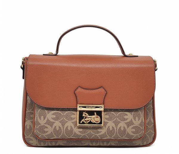 Torebka kuferek listonoszka  crossbody GUANCHI brązowa z klapą