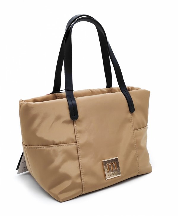 Torebka crossbody kuferek listonoszka na taśmowym pasku beżowa Monnari