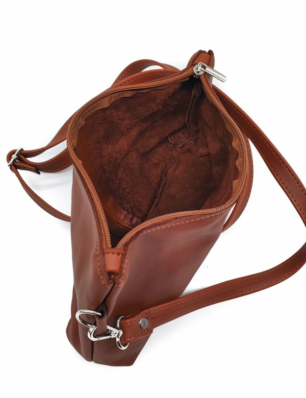 Brązowa Torebka Shopper z Naturalnej Skóry - 2w1