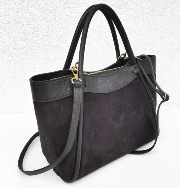 Klasyczna zamszowa torebka kuferek brązowa czekoladowa