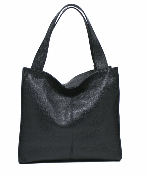 Vera Pelle Italy torebka shopper skóra naturalna czarny