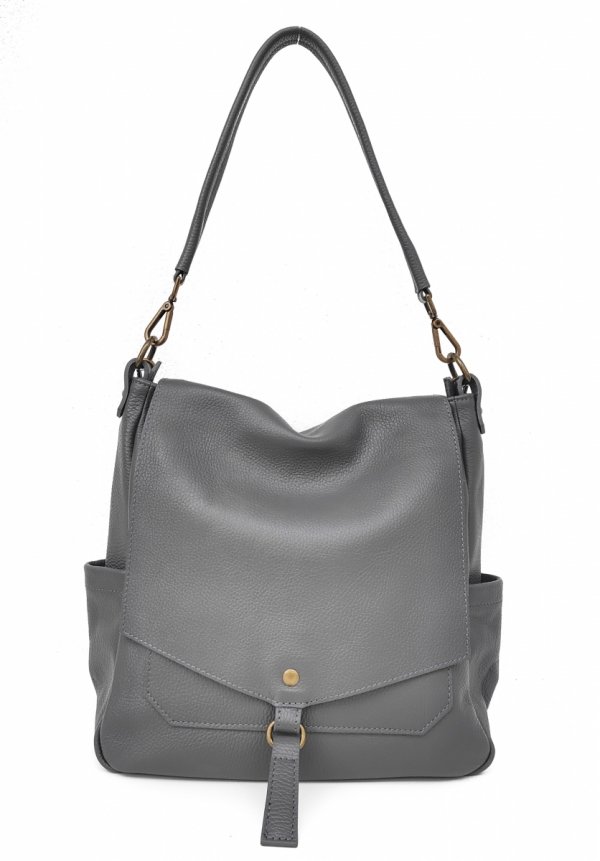 Torebka worek listonoszka szara Vera Pelle