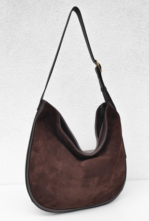 Torebka worek na skóra zamsz czekolada