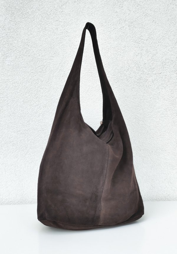 Zamszowy czekoladowy worek Vera Pelle