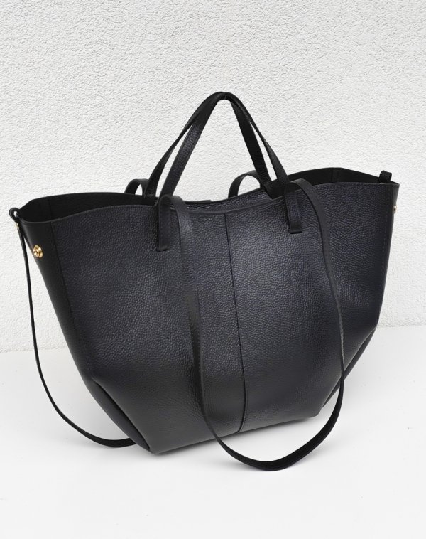 Torebka shopper Vera Pelle skóra naturalna czarna