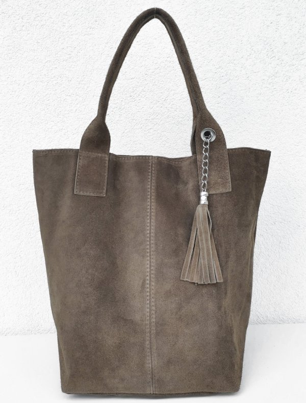 Beżowa taupe zamszowa torebka