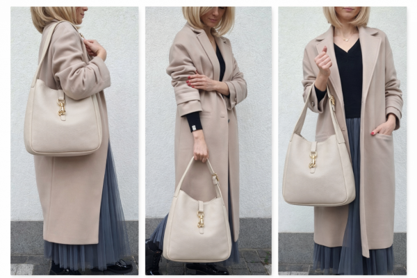 Jasno beżowy worek skóra naturalna