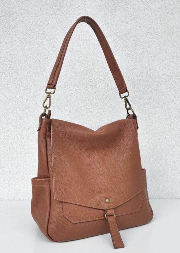 Torebka worek listonoszka ruda cynamonowa Vera Pelle