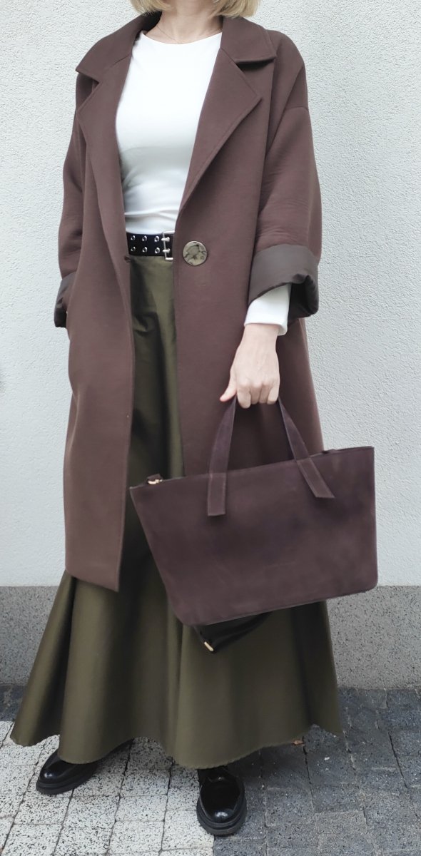 Klasyczna zamszowa torebka brązowa czekoladowa