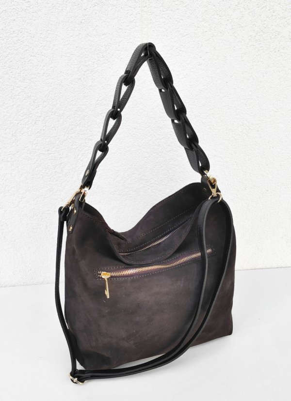 Torebka worek listonoszka torebka zamszowa czekoladowa Espresso