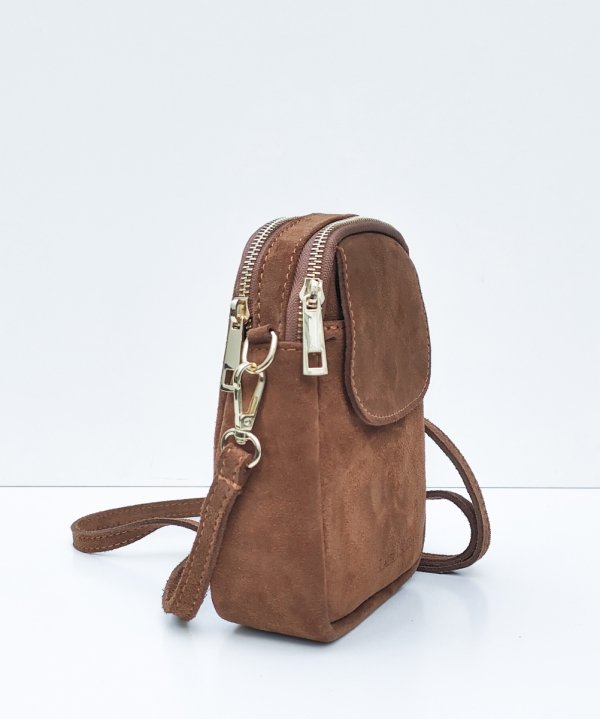 Listonoszka zamszowa rowerówka brązowa cynamonowa