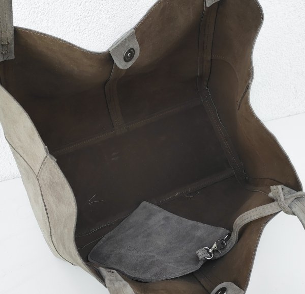 MAXI shopper torba skóra zamszowa beżowa taupe