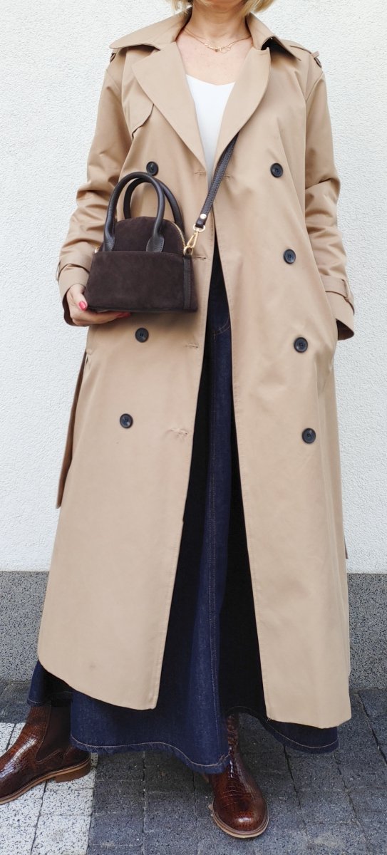 MINI Zamszowy czekoladowy kuferek Laura Biaggi