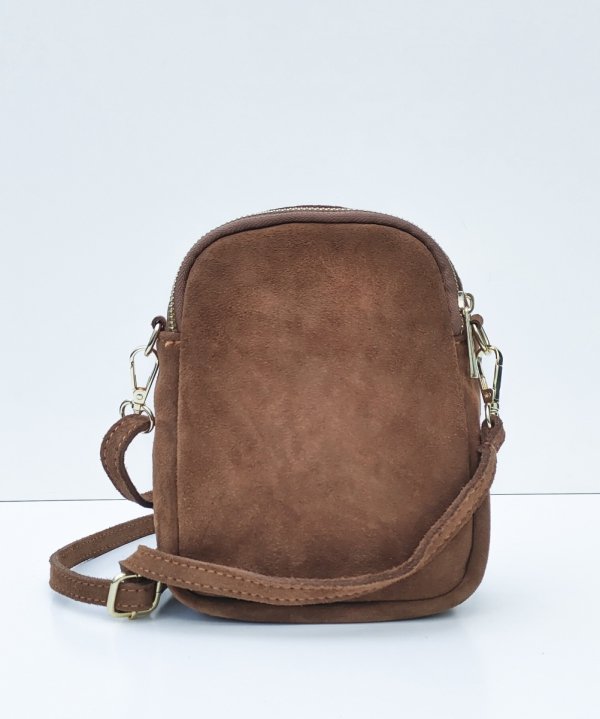 Listonoszka zamszowa rowerówka brązowa cynamonowa