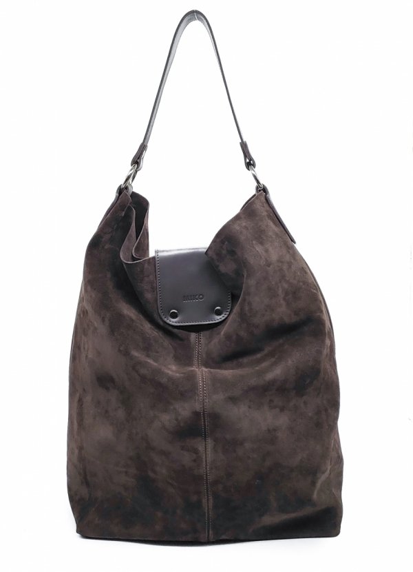 Vera Pelle zamszowa czekoladowa torebka worek