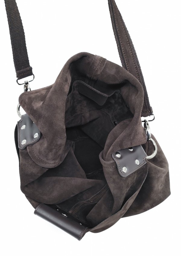 Vera Pelle zamszowa czekoladowa torebka worek