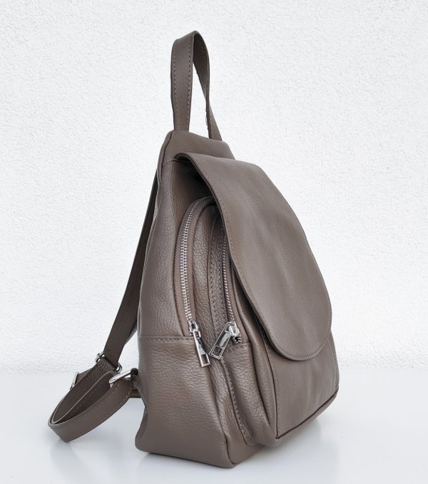 Beżowy Fango Plecak skóra naturalna zamsz Vera Pelle