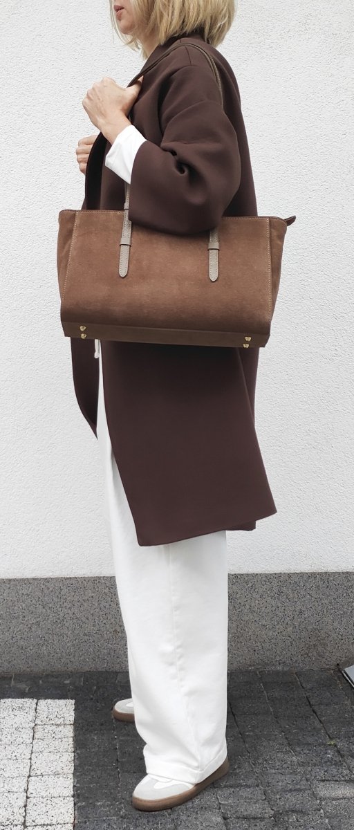 Torebka skóra zamszowa VeraPelle beżowa Mocha