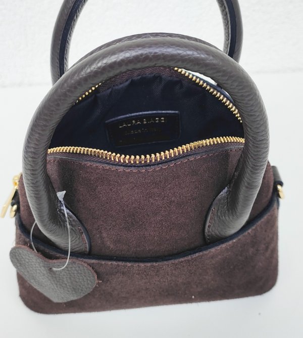 MINI Zamszowy czekoladowy kuferek Laura Biaggi