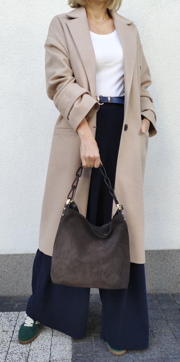 Torebka worek listonoszka torebka zamszowa czekoladowa Espresso